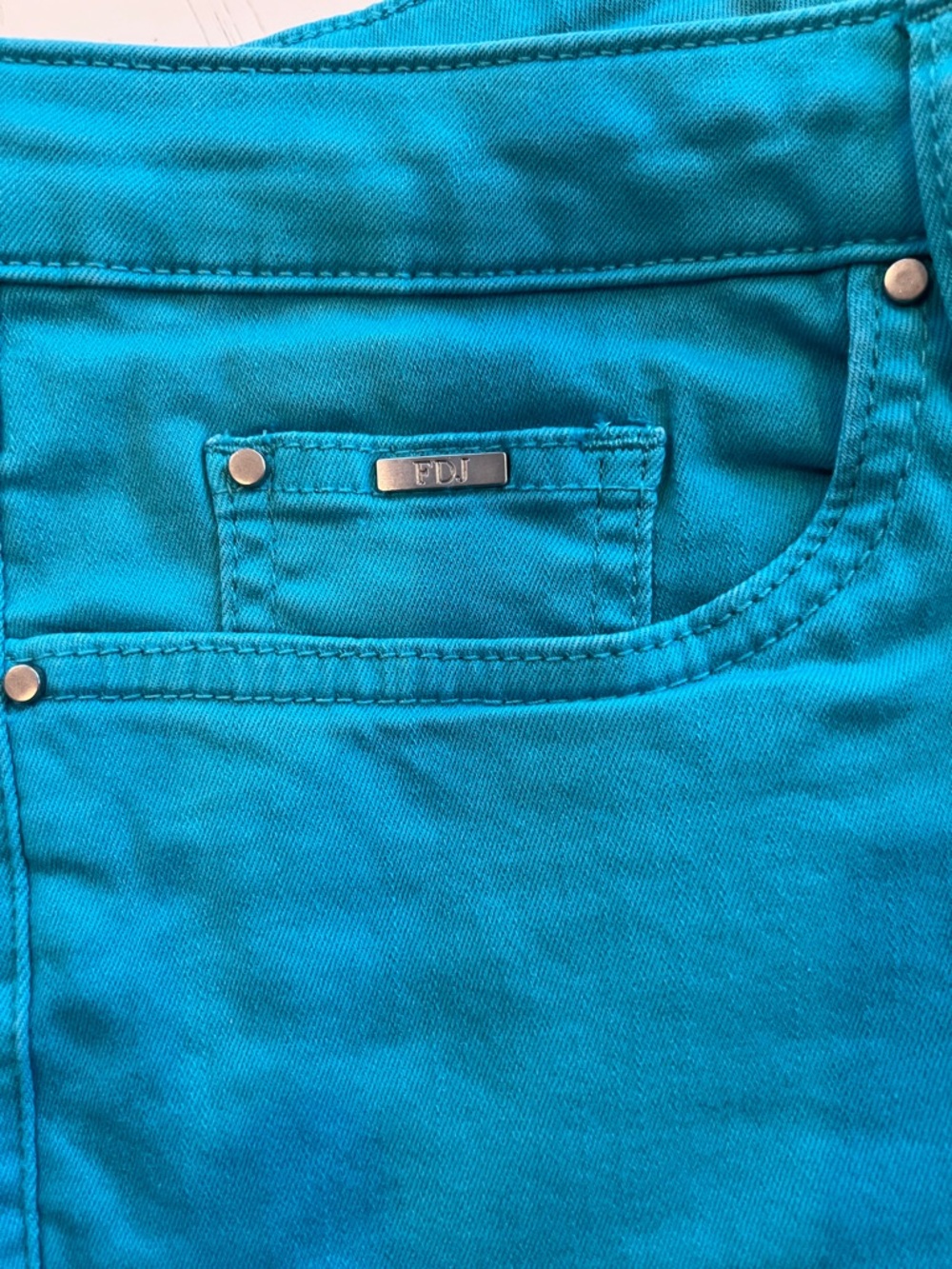 FJD Olivia Turquoise Jeans with Fringe Hem Size 12 - Picture 4 of 7